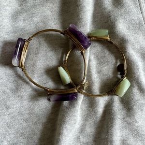 Stone bangle bracelet set